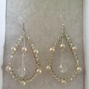 Homemade pearl bead earrings